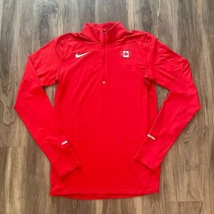 Nike Mens Canada Pro Elite Running 1/2 Zip Lightweight Shirt Jacket Red Sz MT